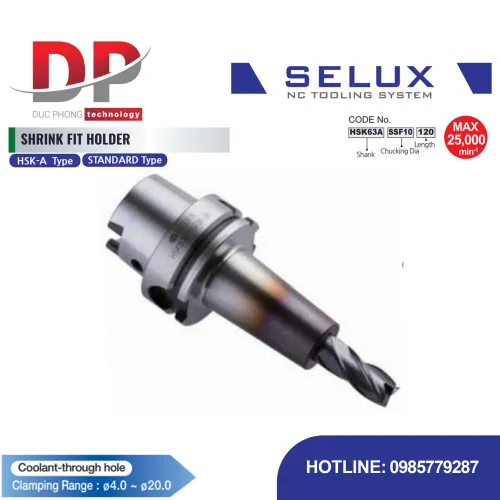 Bầu kẹp co nhiệt tiêu chuẩn chuôi HSK-A Series HSK Shank - Selux (SHRINK FIT HOLDER) HSK-A TYPE - STANDARD TYPE