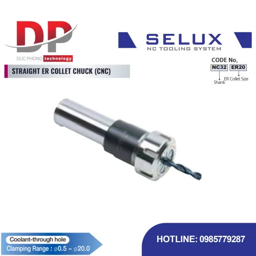 Bầu kẹp Collet ER thẳng đa năng Series ST Shank - Selux (STRAIGHT ER COLLET CHUCK CNC)