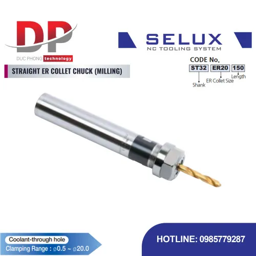 Bầu kẹp Collet ER Thẳng Series ST Shank - Selux (STRAIGHT ER COLLET CHUCK MILLING)
