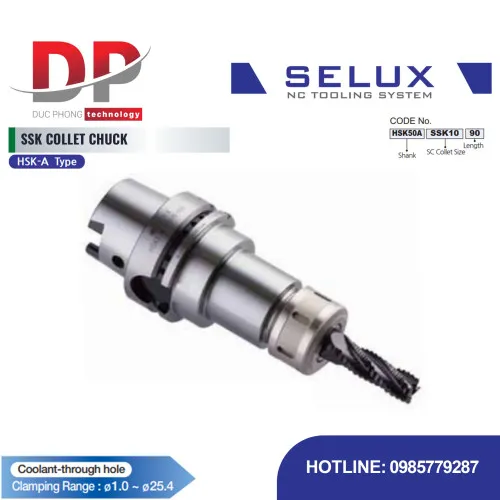 Bầu kẹp collet SSK chuôi HSK-A Series HSK Shank - Selux (SSK COLLET CHUCK) HSK-A TYPE
