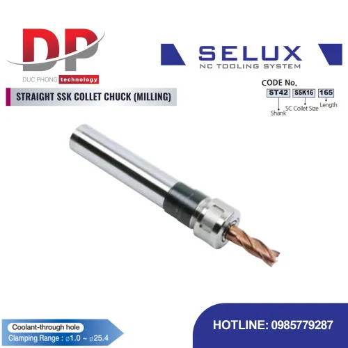 Bầu kẹp Collet SSK thẳng Series ST Shank - Selux (STRAIGHT SSK COLLET CHUCK MILLING)