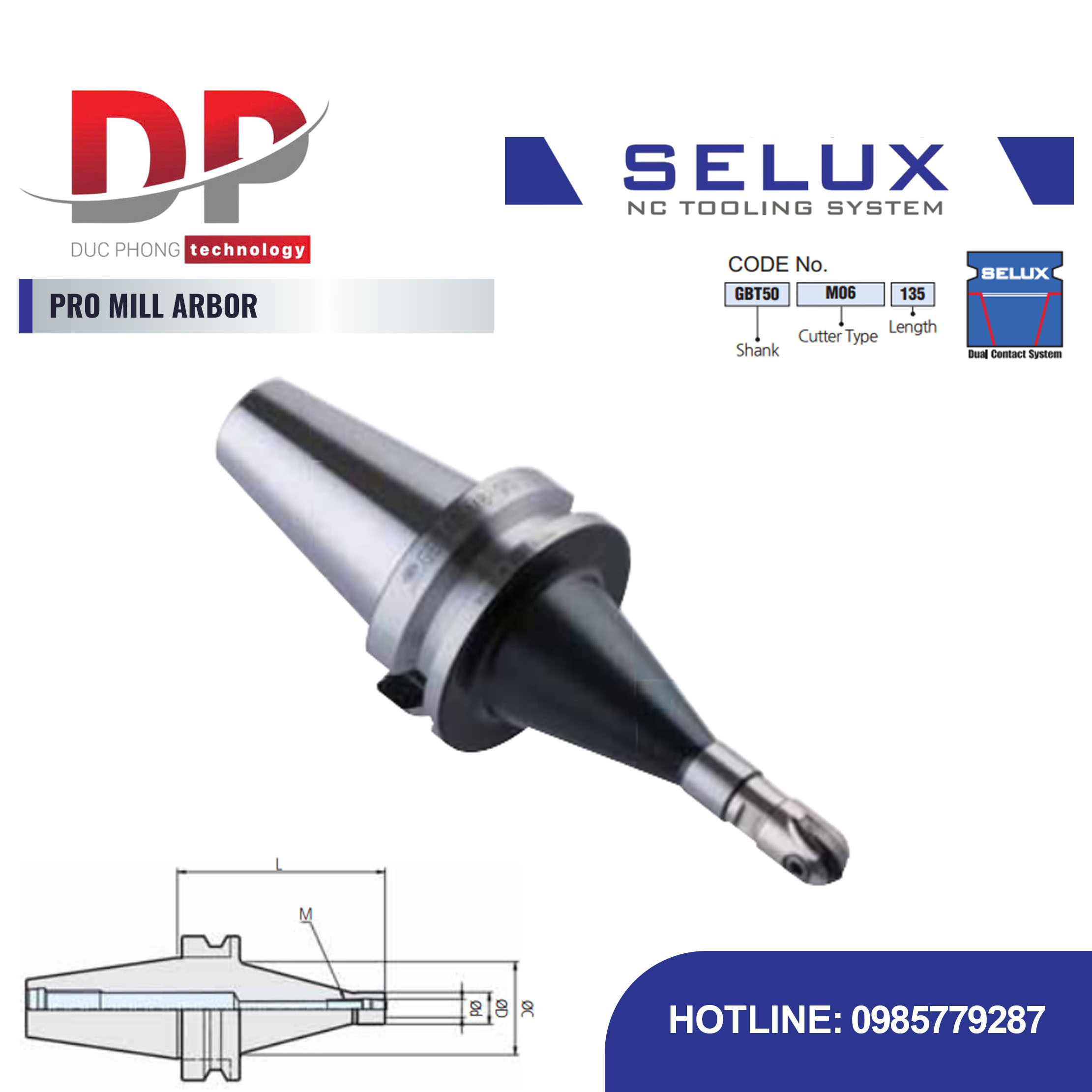 Bầu kẹp dao phay chuyên dụng Series GBT Shank - Selux (PRO MILL ARBOR)