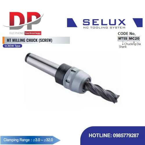 Bầu kẹp dao phay MT côn Morse SCREW Series NT/MT Shank - Selux (MT MILLING CHUCK SCREW)