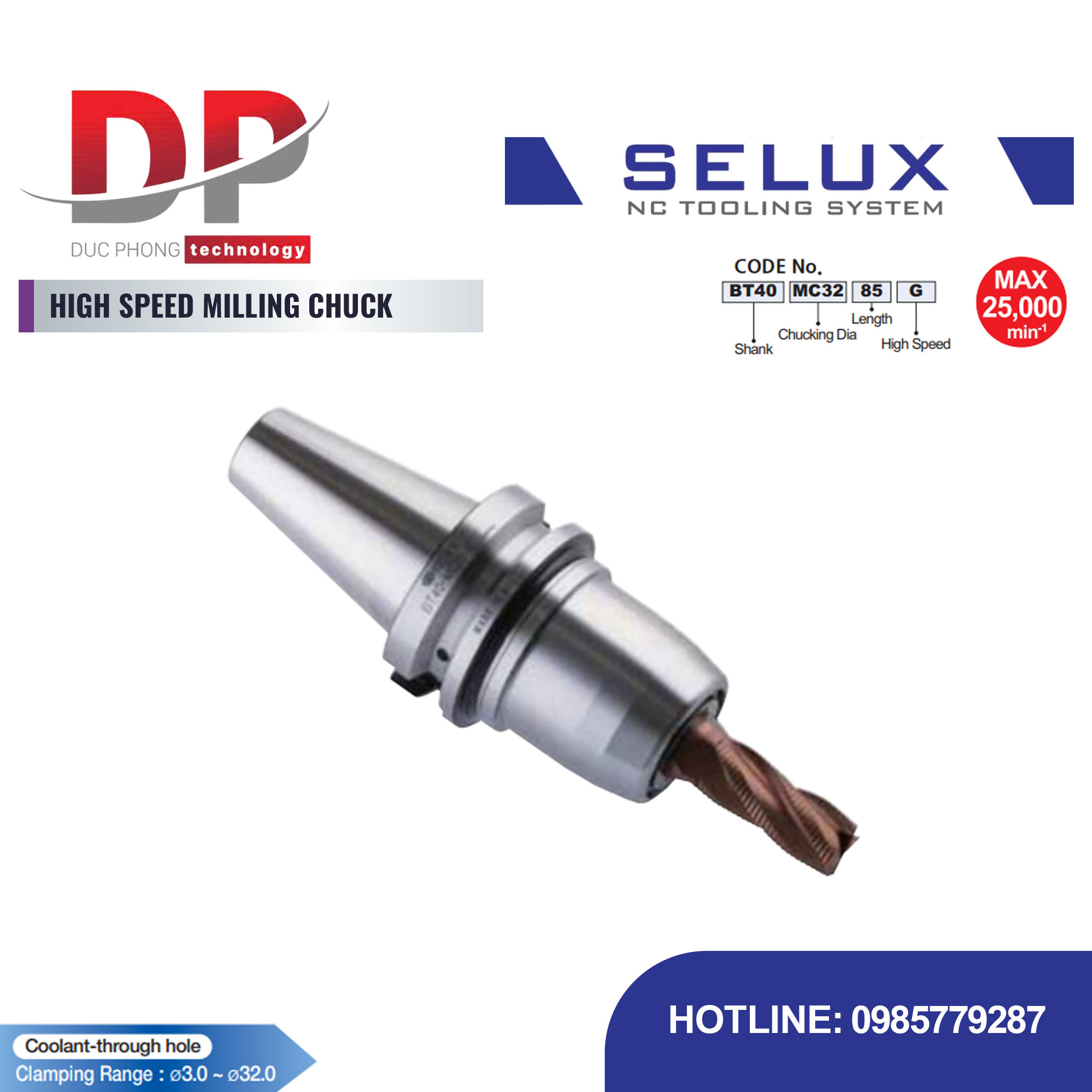 Bầu kẹp dao phay tốc độ cao Series BT Shank - Selux (HIGH SPEED MILLING CHUCK)
