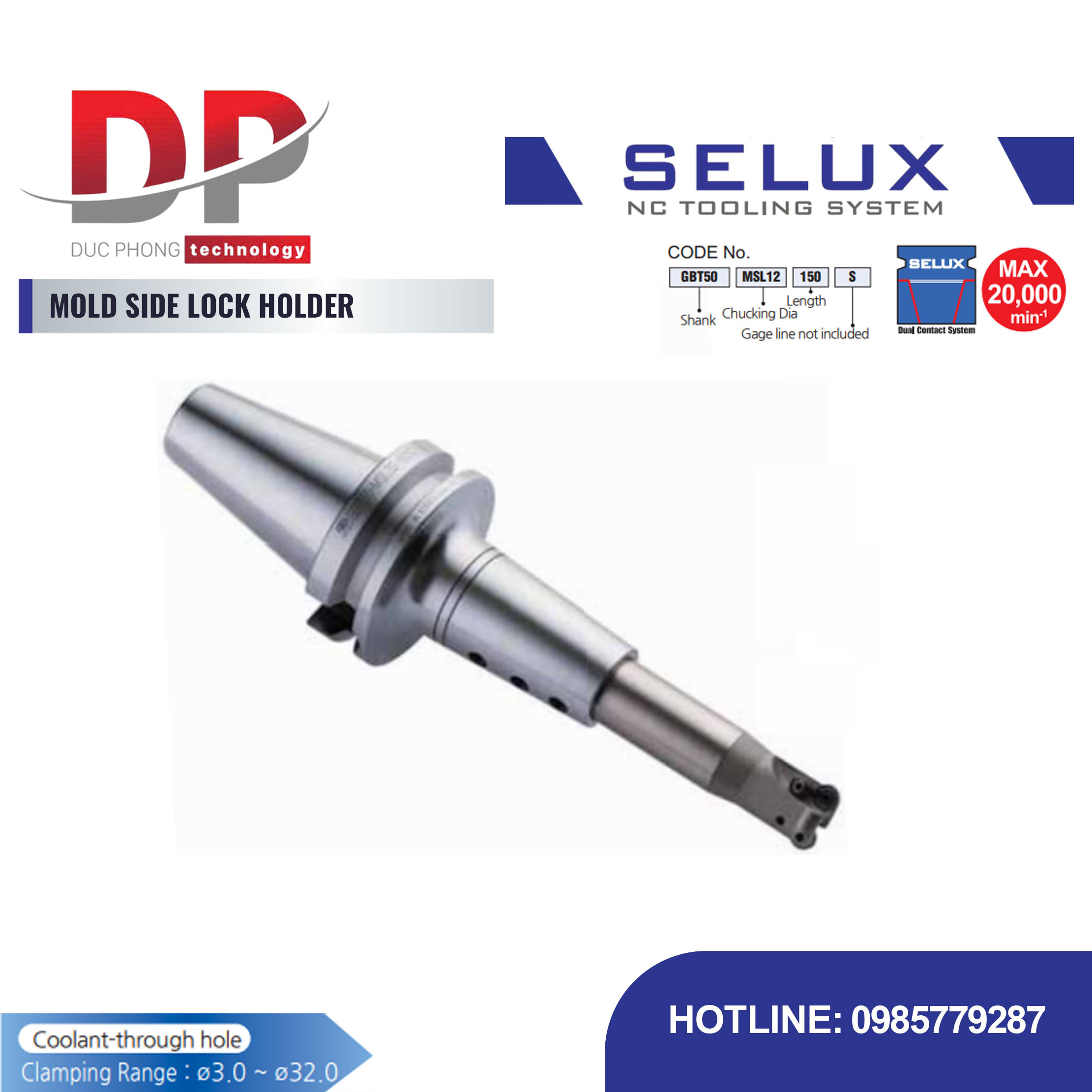 Bầu kẹp khóa bên dành cho khuôn mẫu Series GBT Shank - Selux (MOLD SIDE LOCK HOLDER)