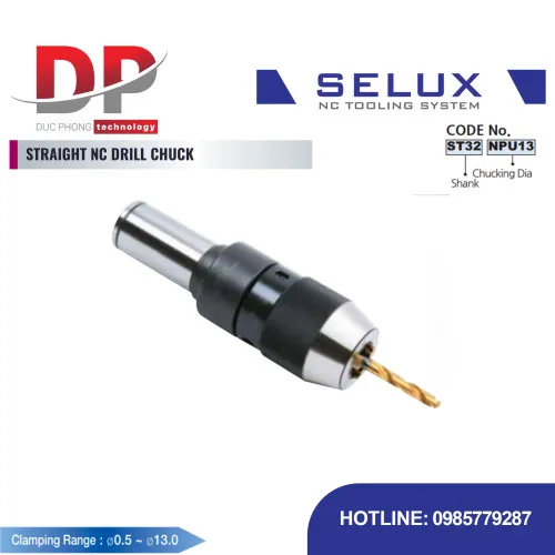 Bầu kẹp mũi khoan NC thẳng Series ST Shank - Selux (STRAIGHT NC DRILL CHUCK)