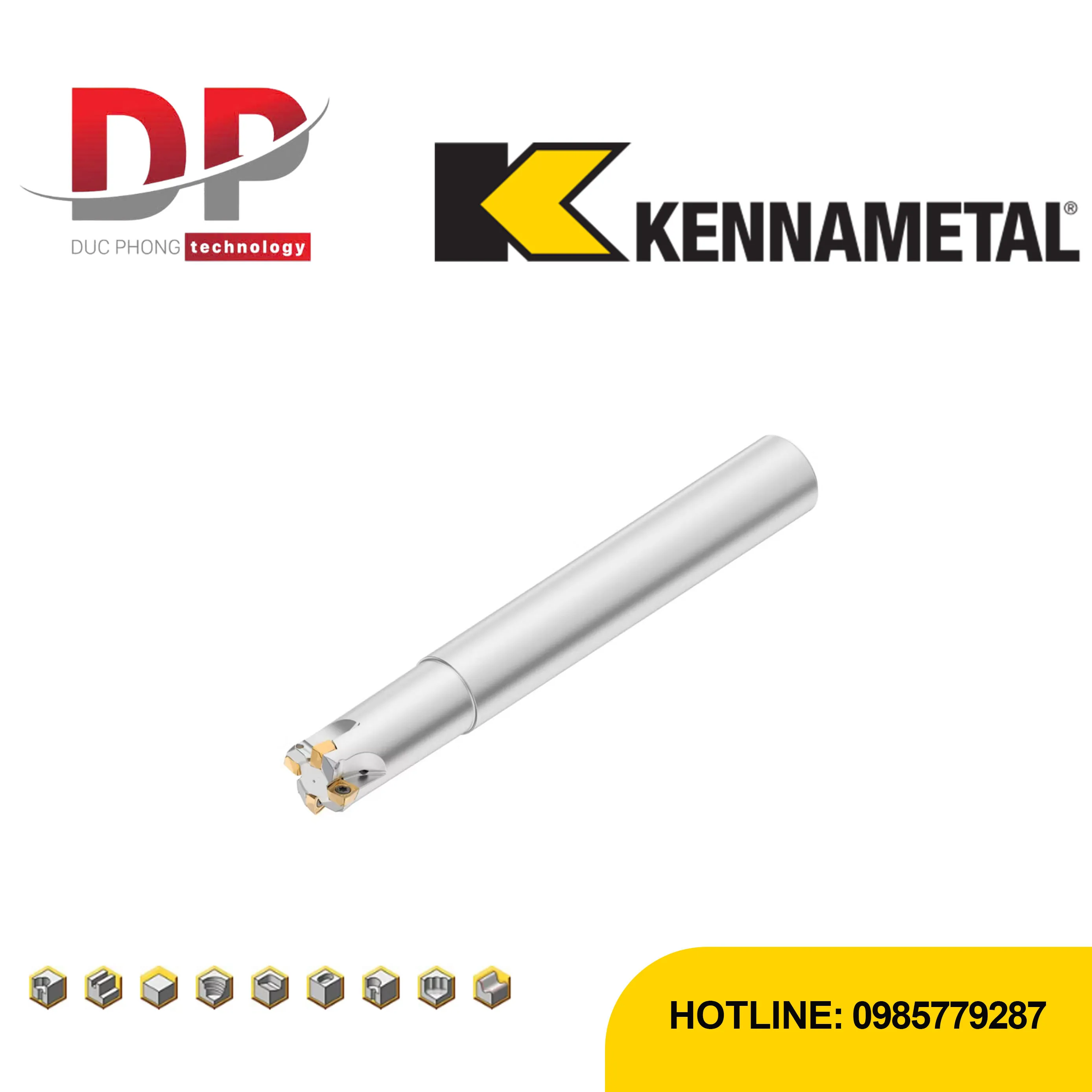 Dao phay mặt đầu Kennametal 7792VXD09 – thân trụ – hệ mét