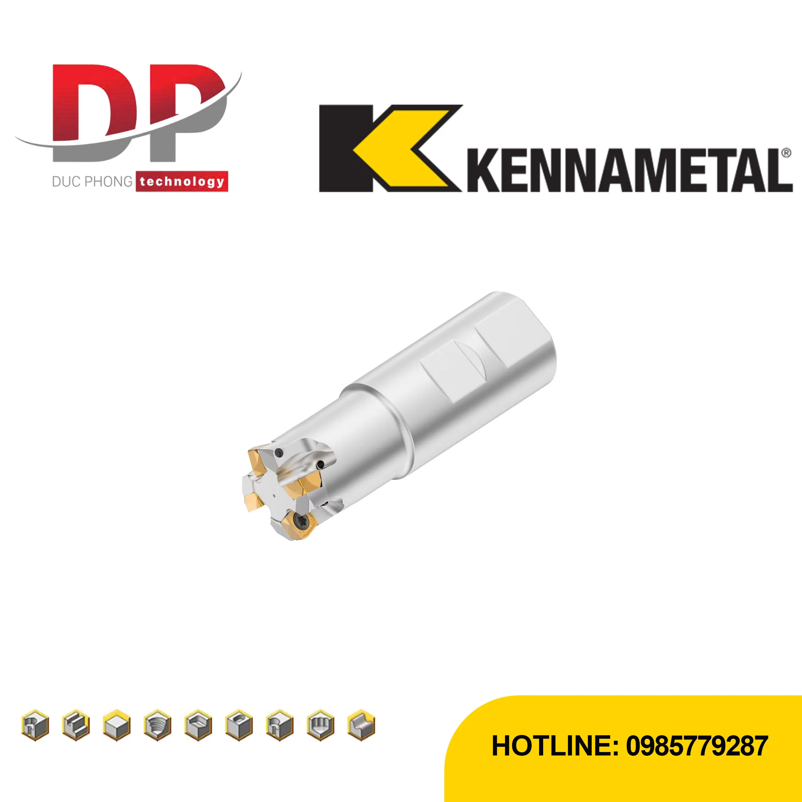 Dao phay mặt đầu Kennametal 7792VXD09 – Weldon Shank - hệ mét