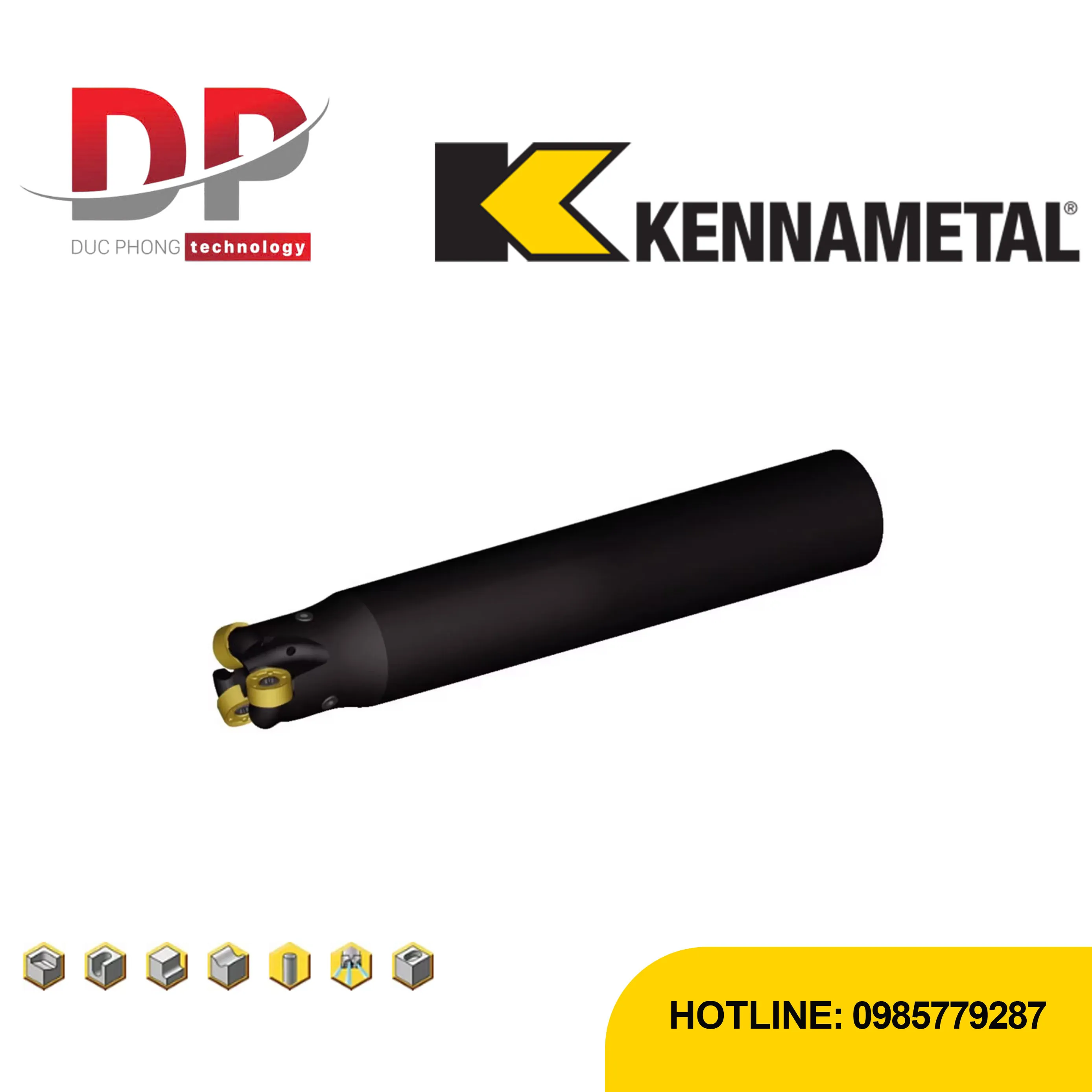 Dao phay mặt đầu Kennametal Rodeka™ 12 KDR RNGJ12 – thân trụ – hệ mét