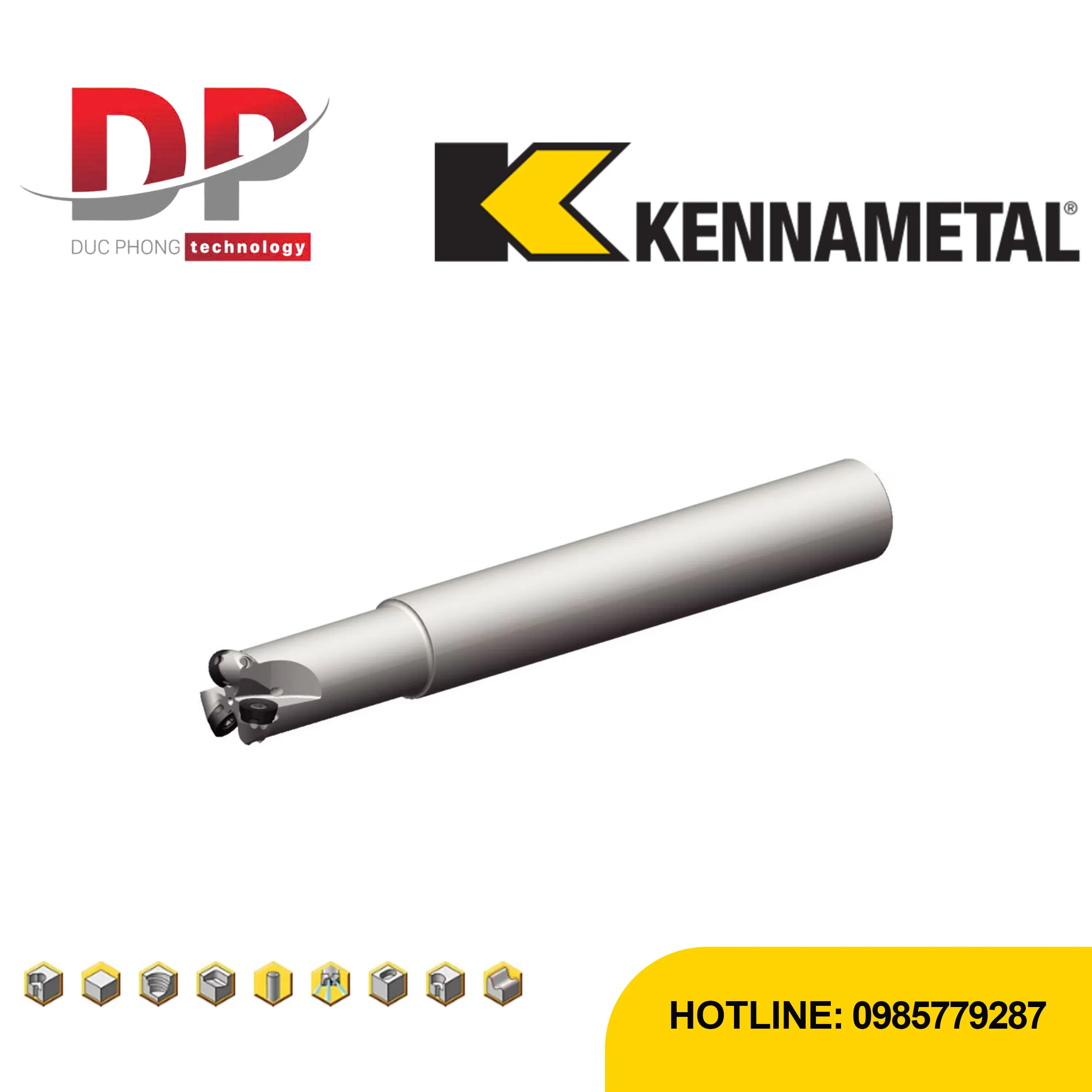Dao phay mặt Kennametal 7713VR10 – cán trụ – hệ mét