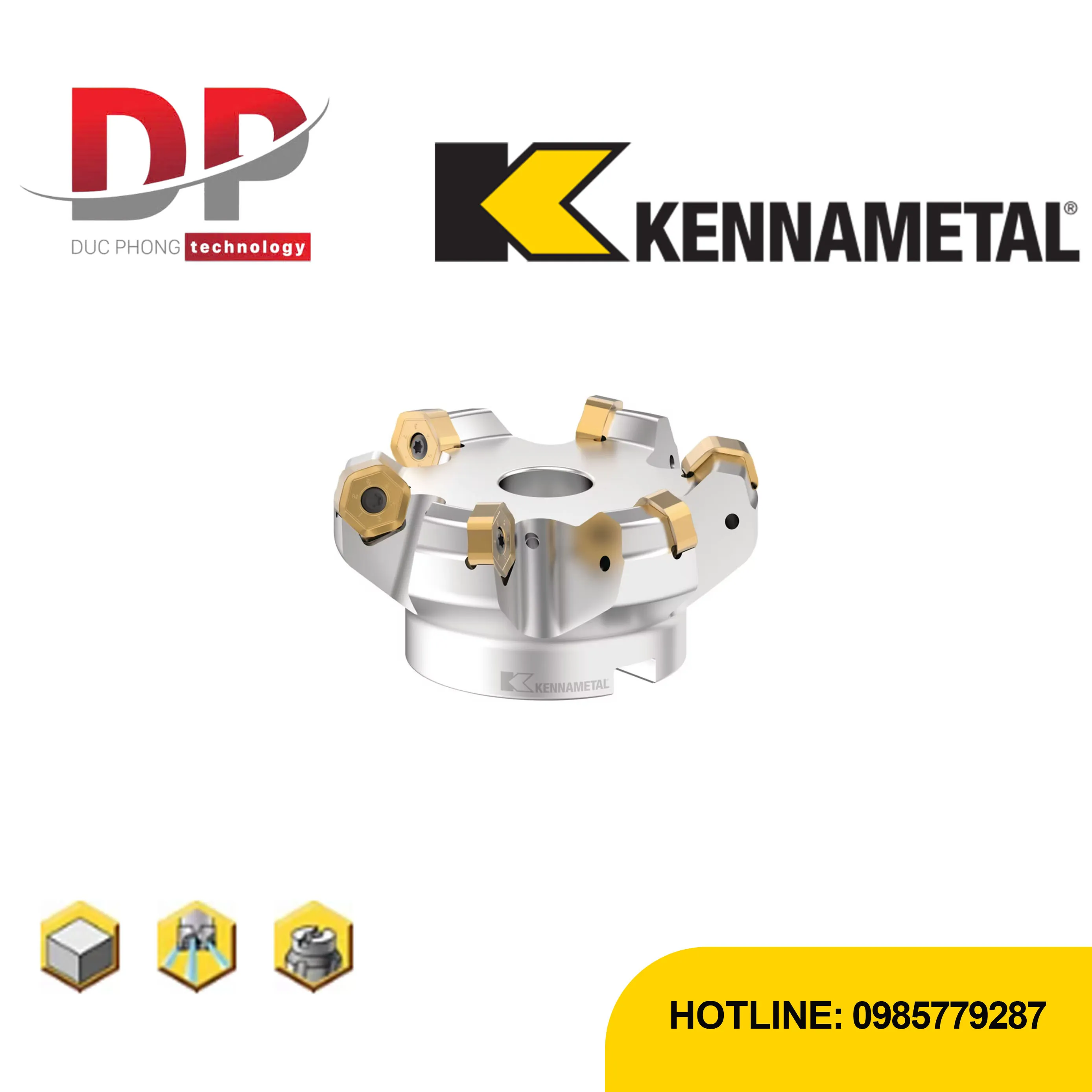 Dao phay mặt Kennametal Dodeka High-Feed 15° - hệ mét