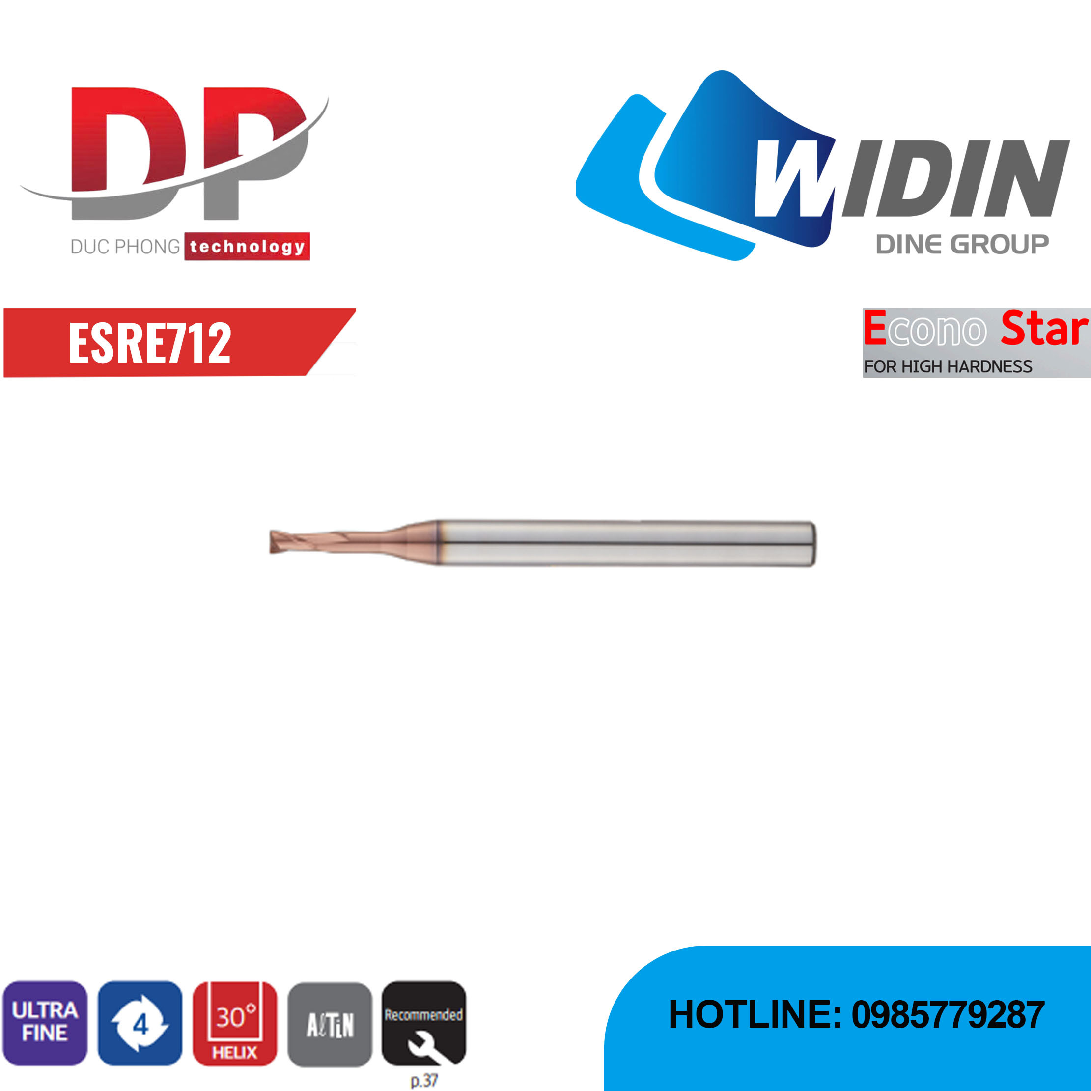 Dao phay ngón EconoStar 2 me Series ESRE712 - WIDIN (Dành cho thép độ cứng cao)