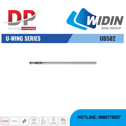 Dao phay ngón U-WING Series UB502 - WIDIN (Dành cho thép có độ cứng trung bình từ 30-50 HRc)