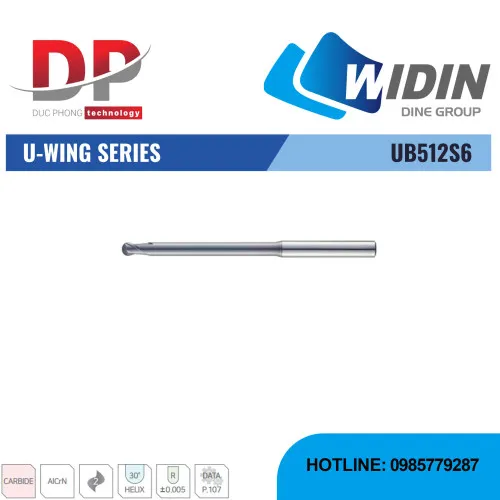 Dao phay ngón U-WING Series UB512S6 - WIDIN (Dành cho thép có độ cứng trung bình từ 30-50 HRc)