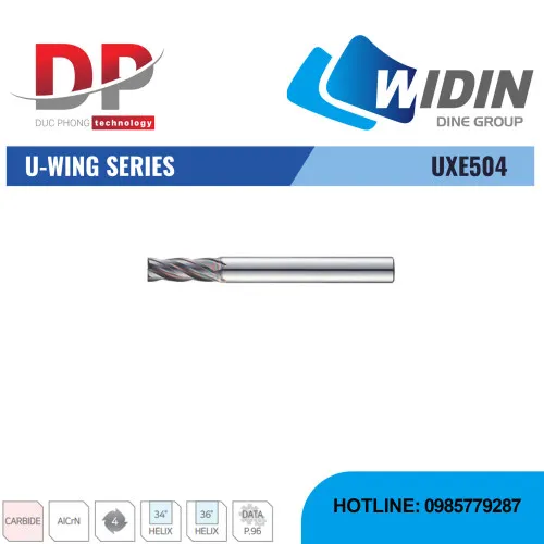 Dao phay ngón U-WING Series UXE504 - WIDIN (Dành cho thép có độ cứng trung bình từ 30-50 HRc)