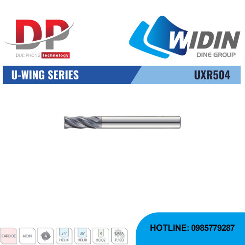 Dao phay ngón U-WING Series UXR504 - WIDIN (Dành cho thép có độ cứng trung bình từ 30-50 HRc)