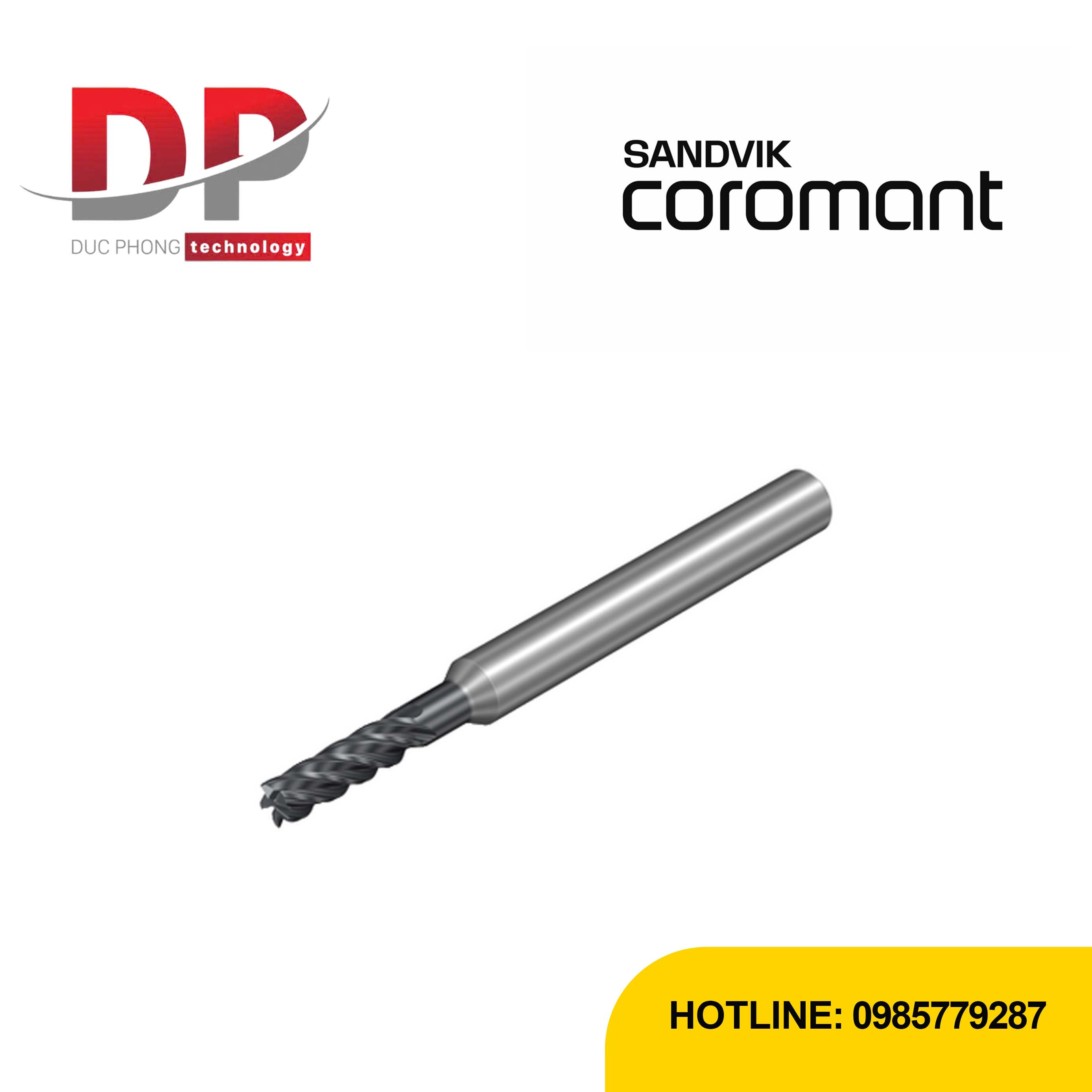 Dao phay ngón Sandvik CoroMill Dura 5 me cắt có góc R 1K365-0300-XC 1730 (DC 3mm)