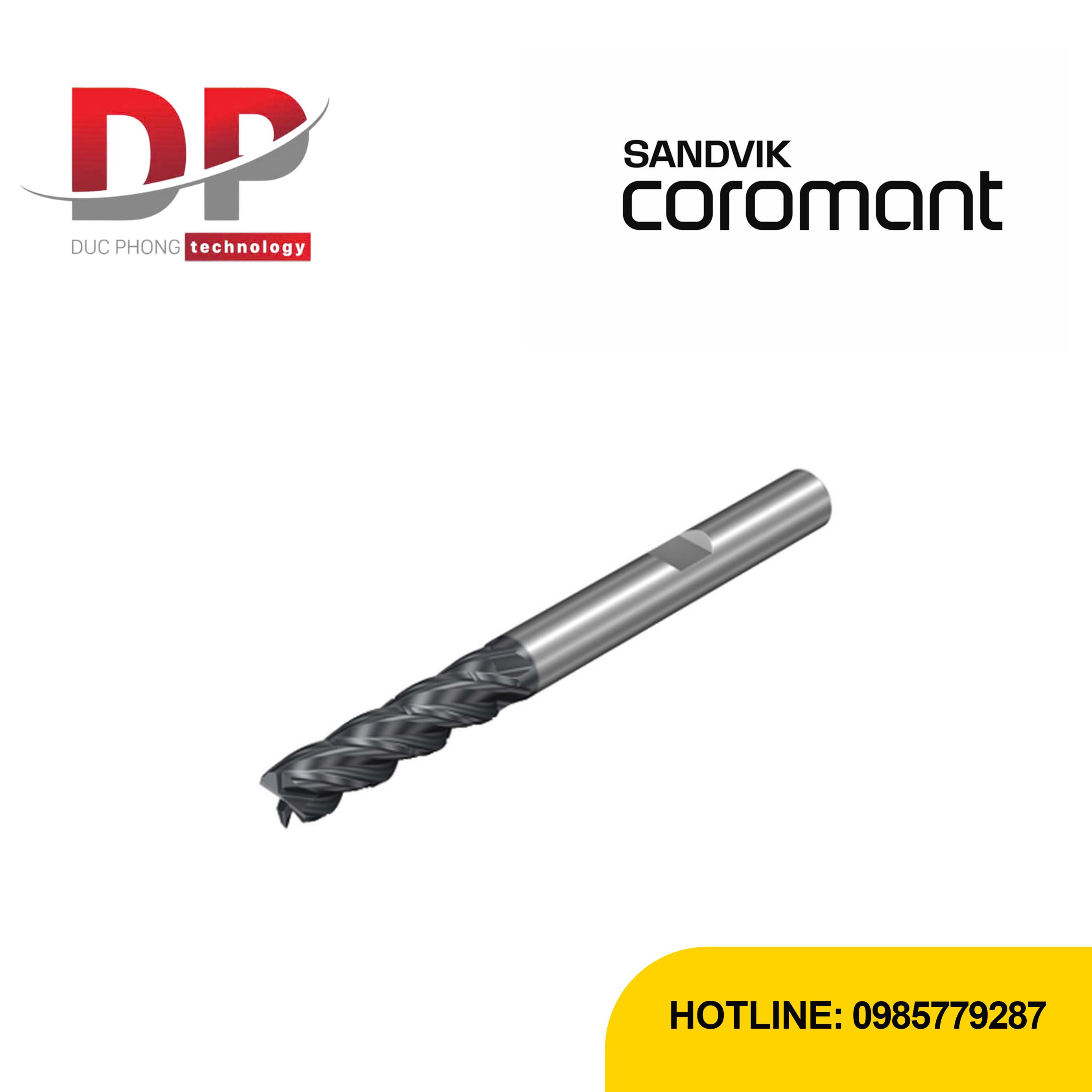 Dao phay ngón Sandvik CoroMill Dura 7 me cắt vát cạnh 1K374-0800-XD 1730 (DC 8mm)