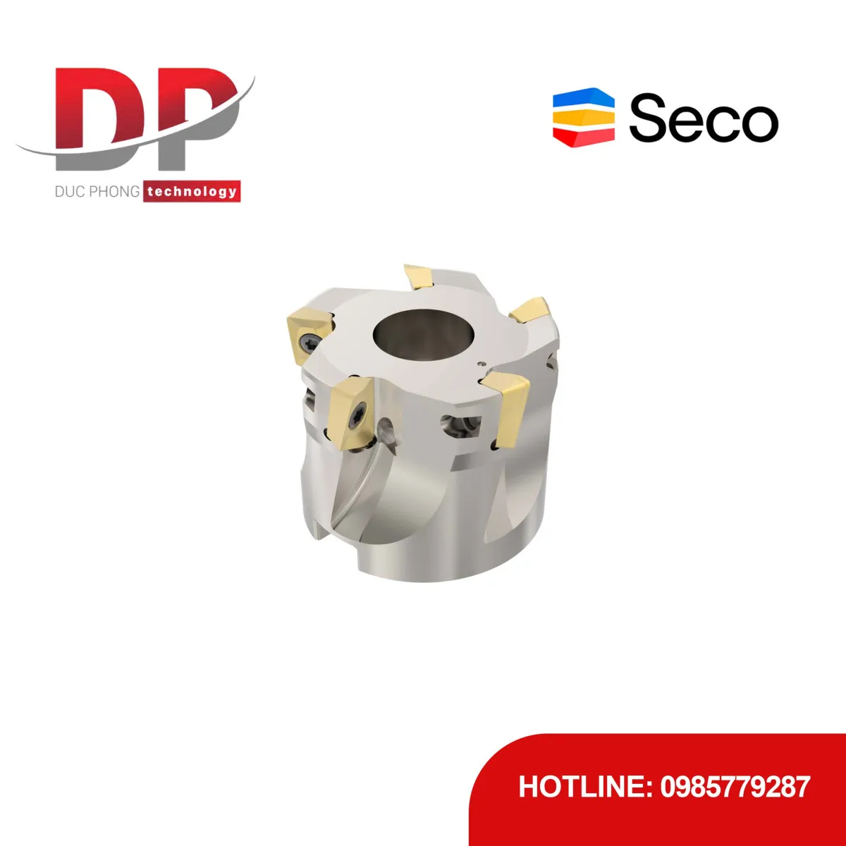 Dao phay gắn mảnh Seco Tools Turbo R220.69-0050-12-5AN (DC 50.0 mm - 5 me cắt - Đáy phẳng)