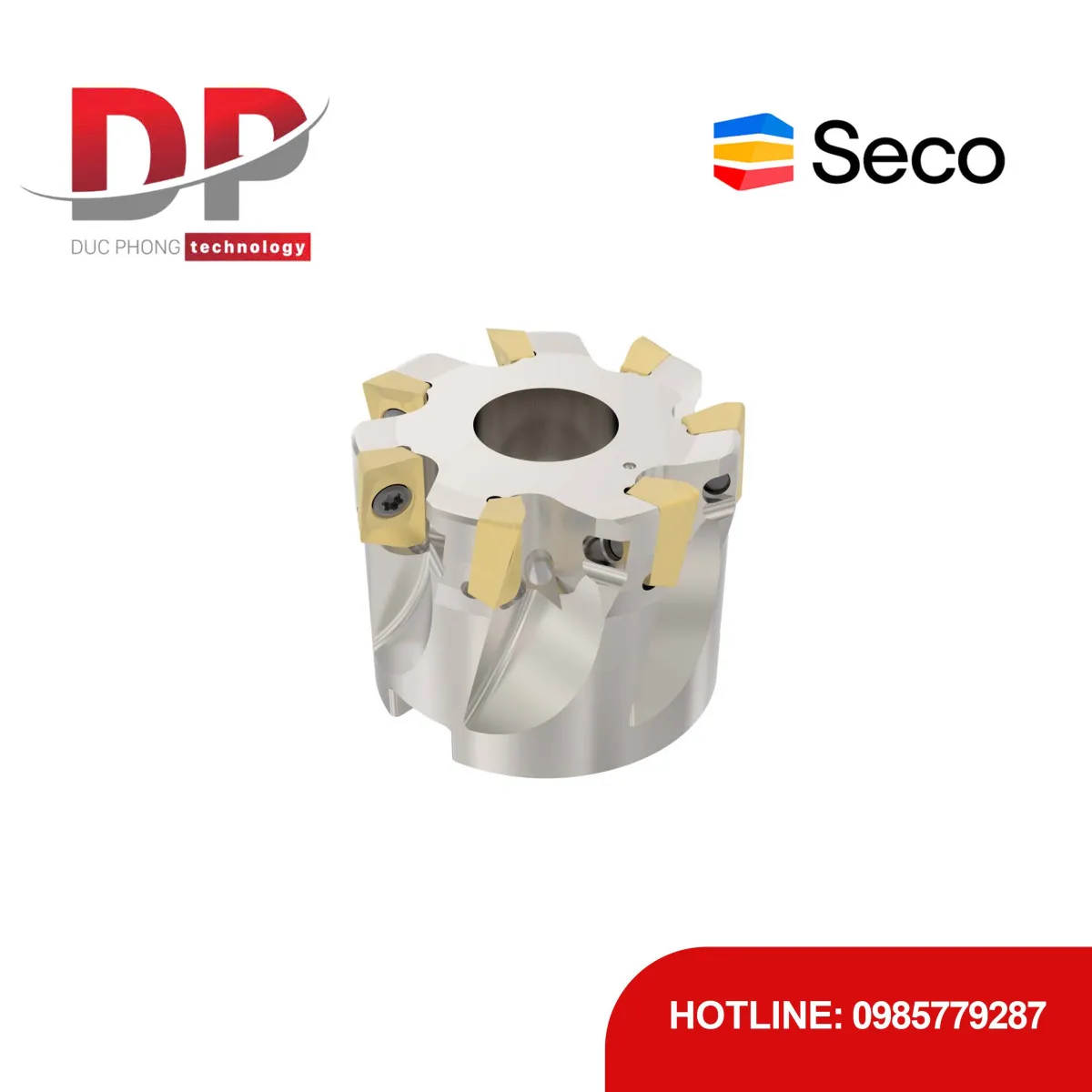 Dao phay gắn mảnh Seco Tools Turbo R220.69-0050-12-7AN (DC 50.0 mm - 7 me cắt - Đáy phẳng)