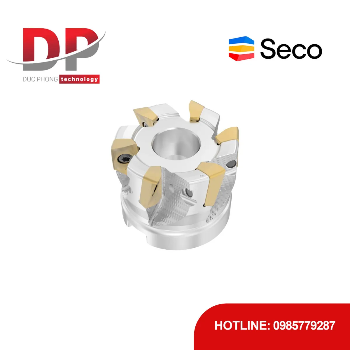 Dao phay gắn mảnh Seco Tools Turbo R220.69-0050-XO16-6A (DC 50.0 mm - 6 me cắt - Gắn trục gá)