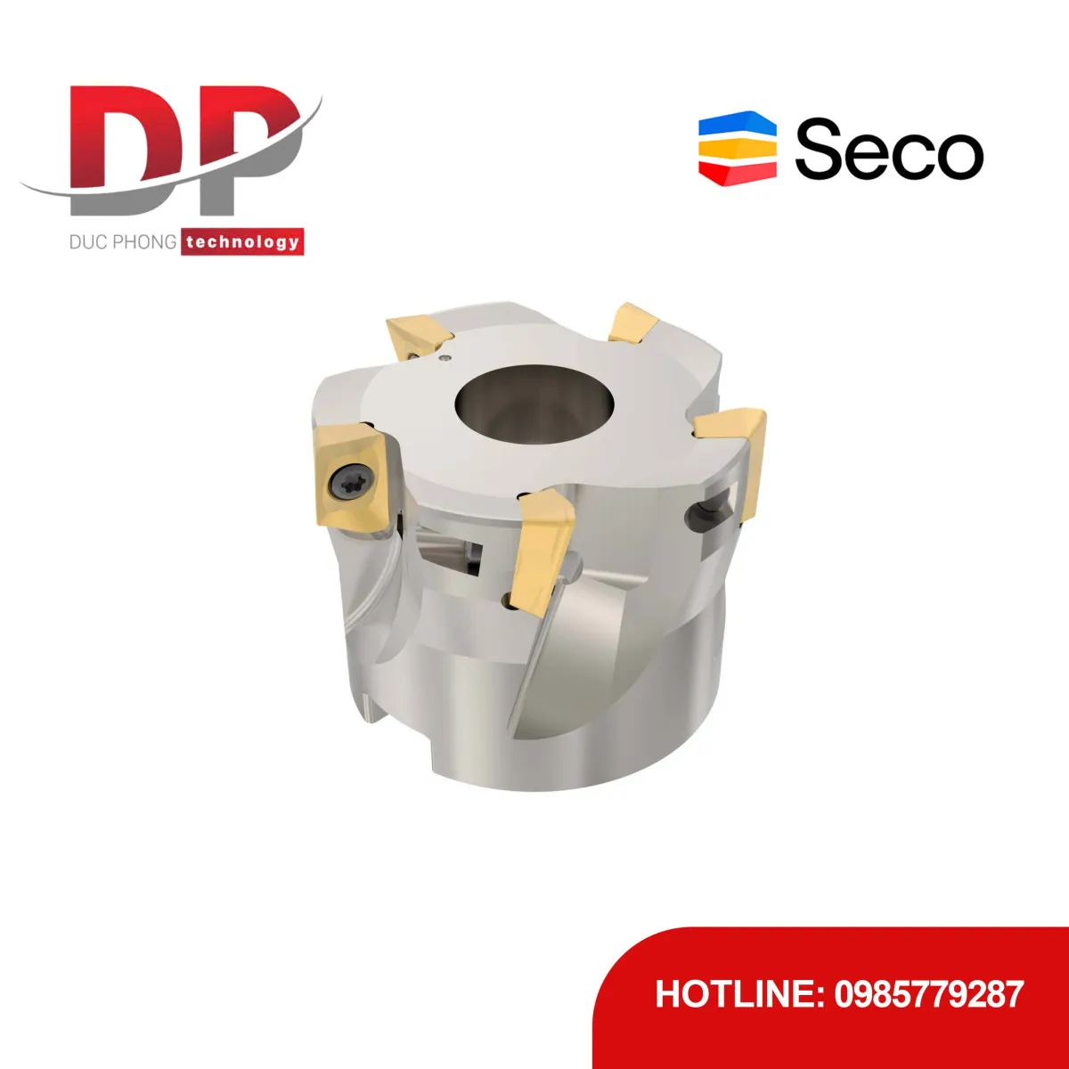 Dao phay gắn mảnh Seco Tools Turbo R220.69-0052-12-5AN (DC 52.0 mm - 5 me cắt - Đáy phẳng)