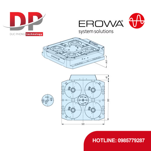 Đầu kẹp EROWA ER-139501 UPC 2.0 320 x 300, có AirDock, kích thước lớn