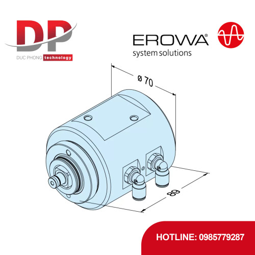 Đầu nối khí nén xoay EROWA ER-011362, hai đường khí, tốc độ tối đa 6000 vòng/phút