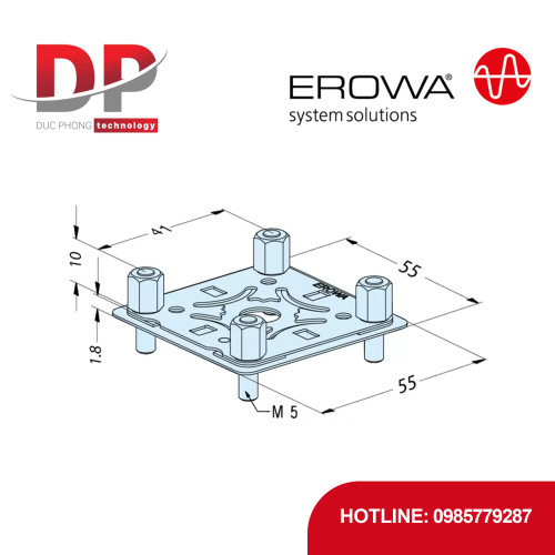 Tấm định tâm EROWA ER-094181 Centering Plate 50 C, 5 miếng, chống ăn mòn, có lỗ thông trung tâm