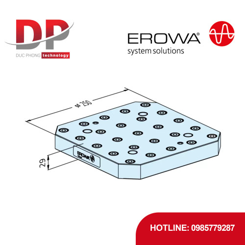 Tấm gá EROWA ER-026661 250 x 250 R50 cho PC 210, nhôm anodized, có lỗ lưới M12