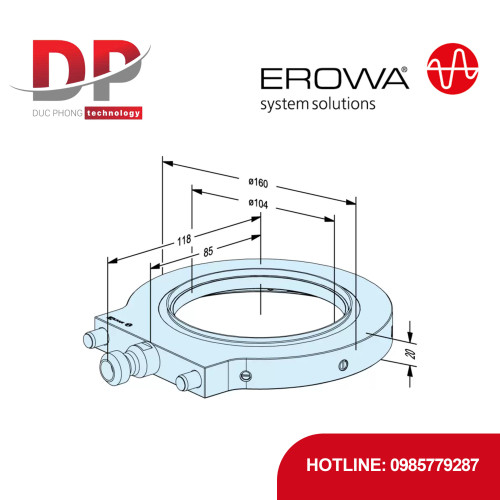 Vòng đệm kín EROWA ER-029206 PowerChuck P Ø 115 RCS, nhôm anode hóa, tự động