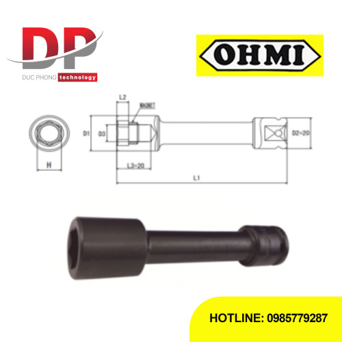 Đầu tuýp dài lục giác có vòng nam châm Ohmi OS-3B H10x150 EX MR