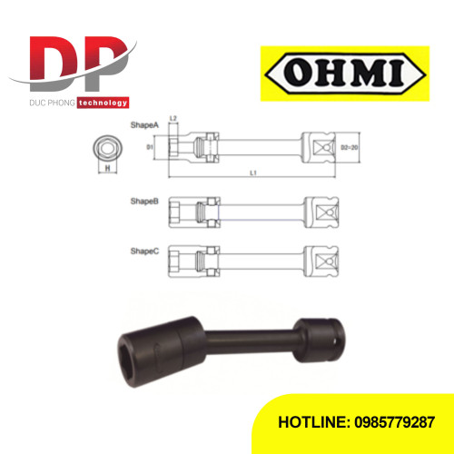 Đầu tuýp lục giác dài khớp xoay Ohmi OS-3B H10x150 UN