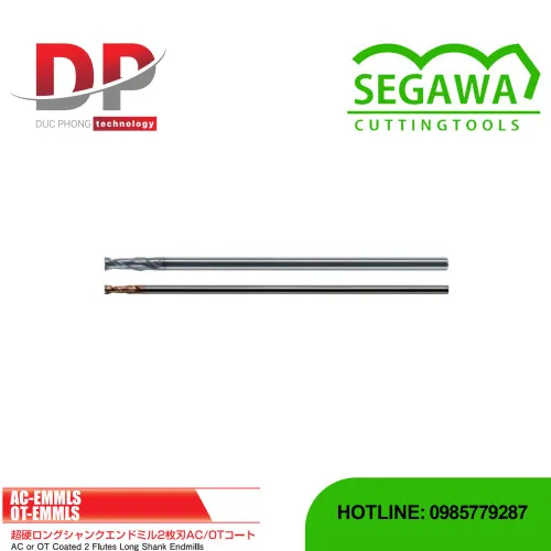 Dao phay ngón cán dài Carbide 2 me có phủ AC hoặc OT - Segawa (AC-EMMLS và OT-EMMLS)