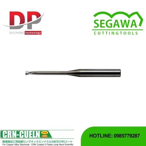 Dao phay ngón CRN-CUELN cổ dài Carbide 2 me có phủ CRN - Segawa
