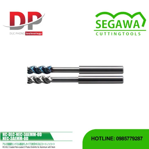 Dao phay ngón HC-DLC-NEC-3AEMM-OD và NEC-3AEMM-OD cổ dài Carbide 3 me - Segawa