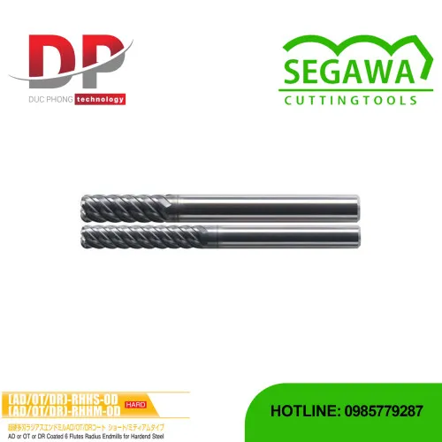 Dao phay ngón Radius AD/OT/DR]-RHHS-OD và AD/OT/DR]-RHHM-OD Carbide 6 me - Segawa