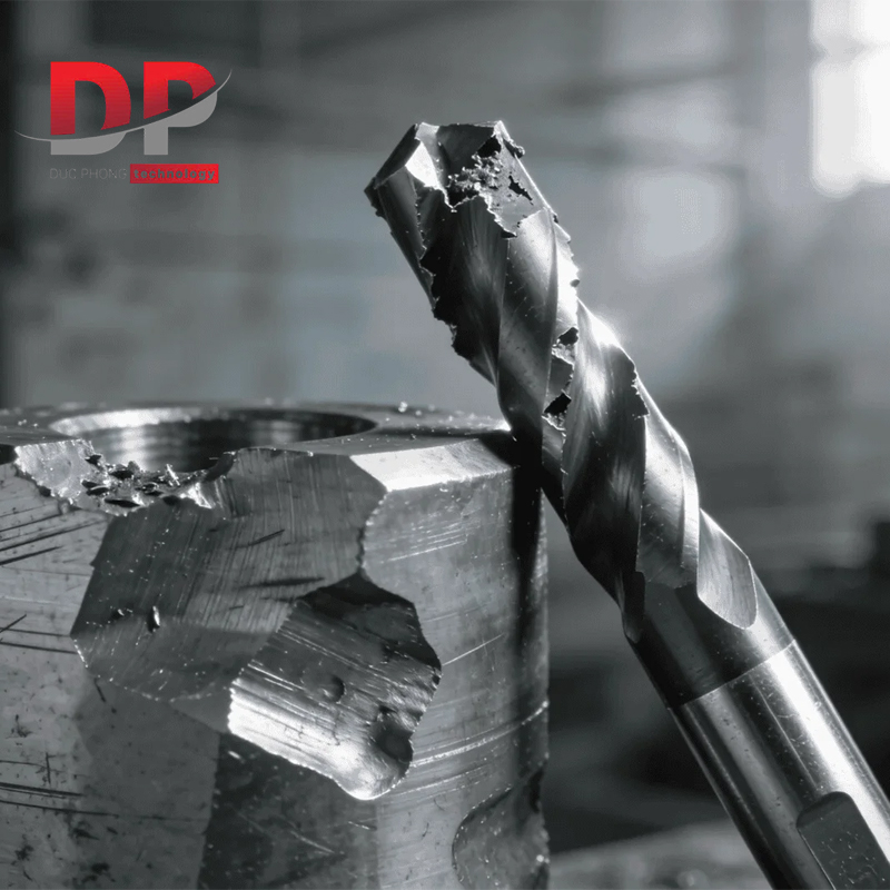 Dao phay ngón bị mẻ do cài đặt tiến dao không phù hợp