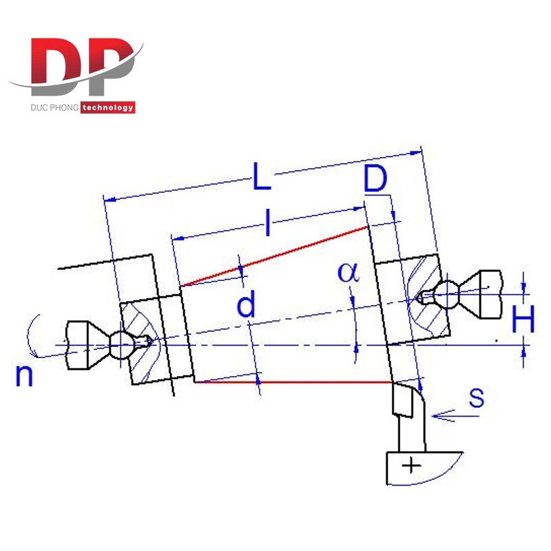 Bản vẽ mô phỏng phương pháp tiện côn đánh lệch ụ động