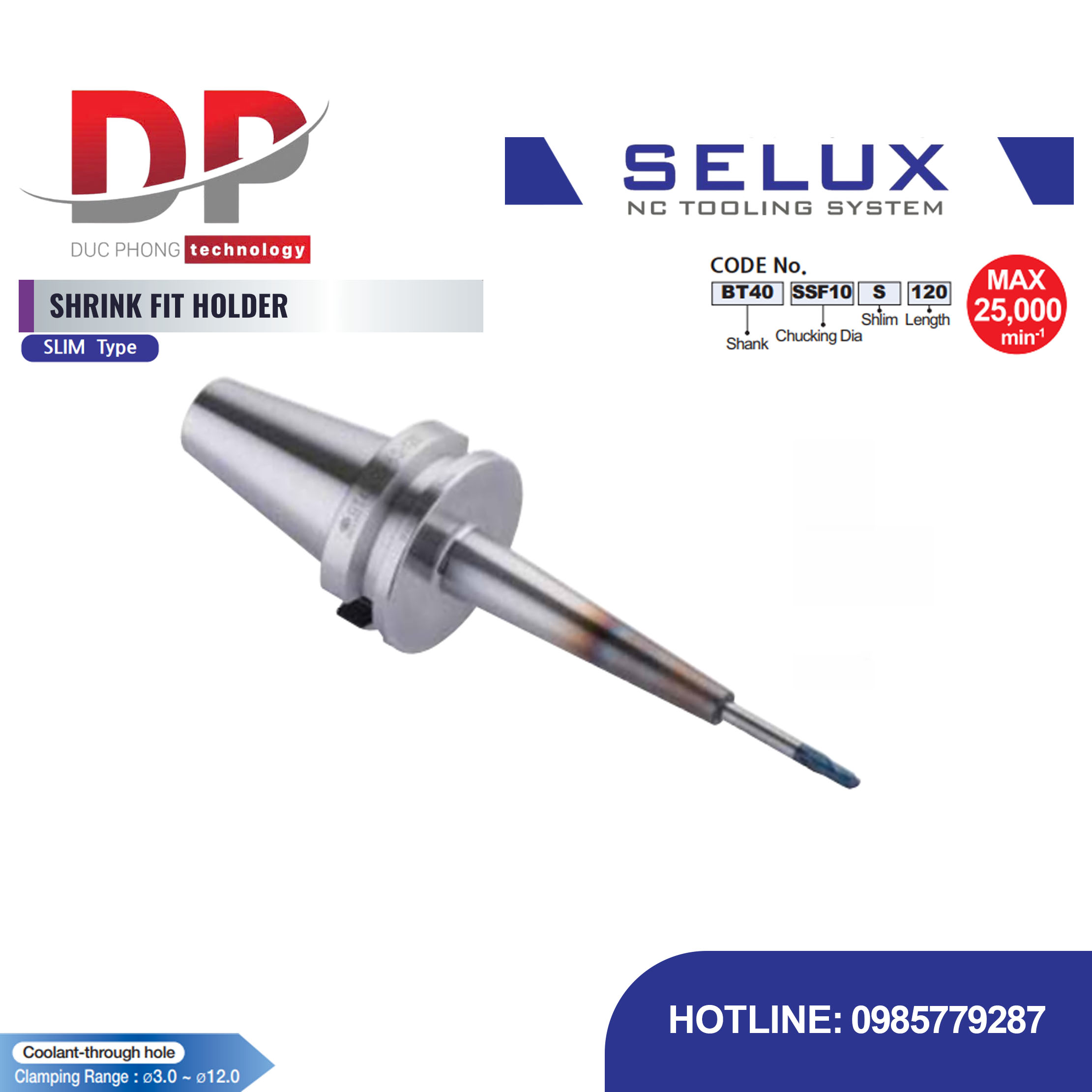 Bầu kẹp co nhiệt dạng mảnh Series BT Shank - Selux (SHRINK FIT HOLDER) SLIM TYPE