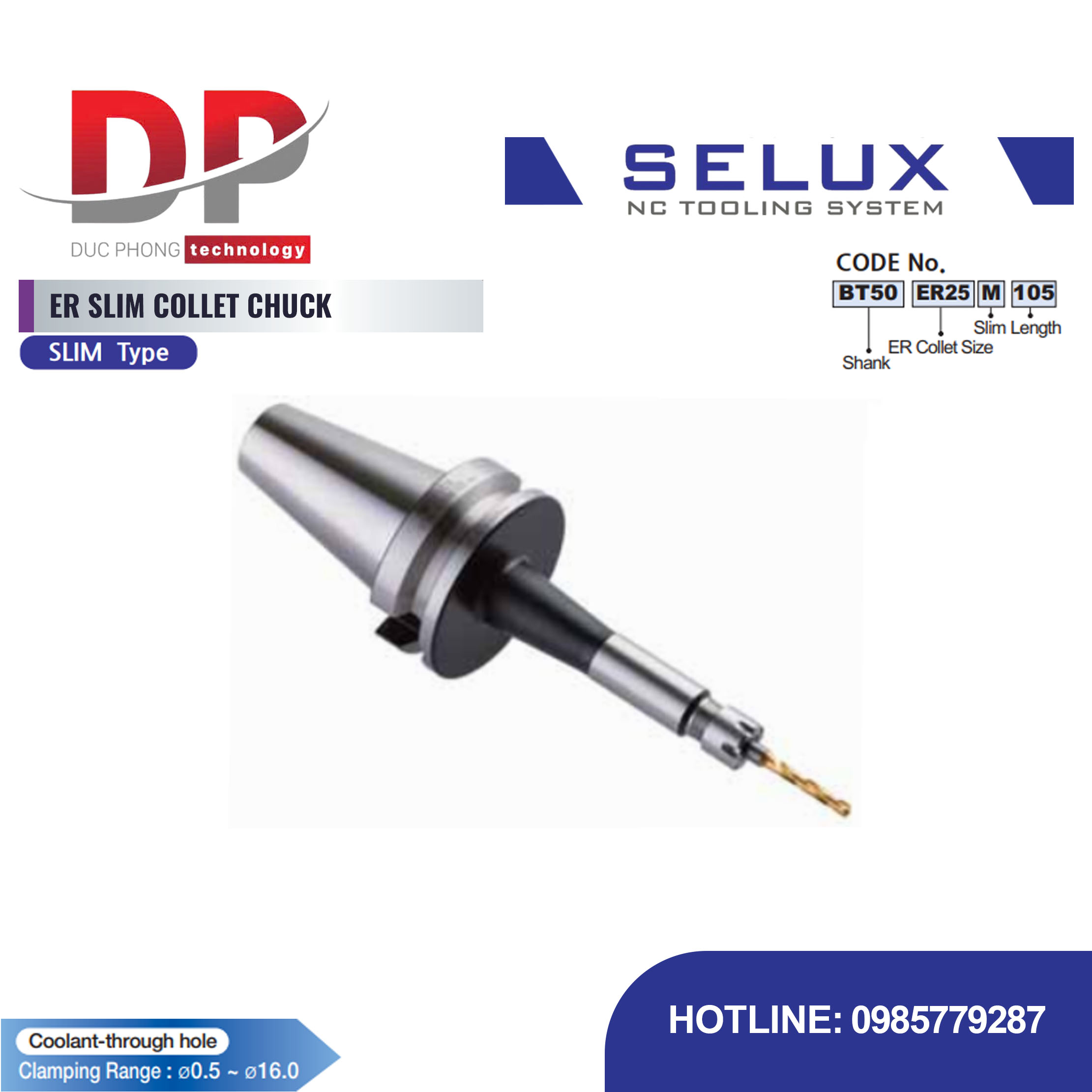 Bầu kẹp Collet ER dạng mảnh Series BT Shank - Selux (ER SLIM COLLET CHUCK) SLIM TYPE