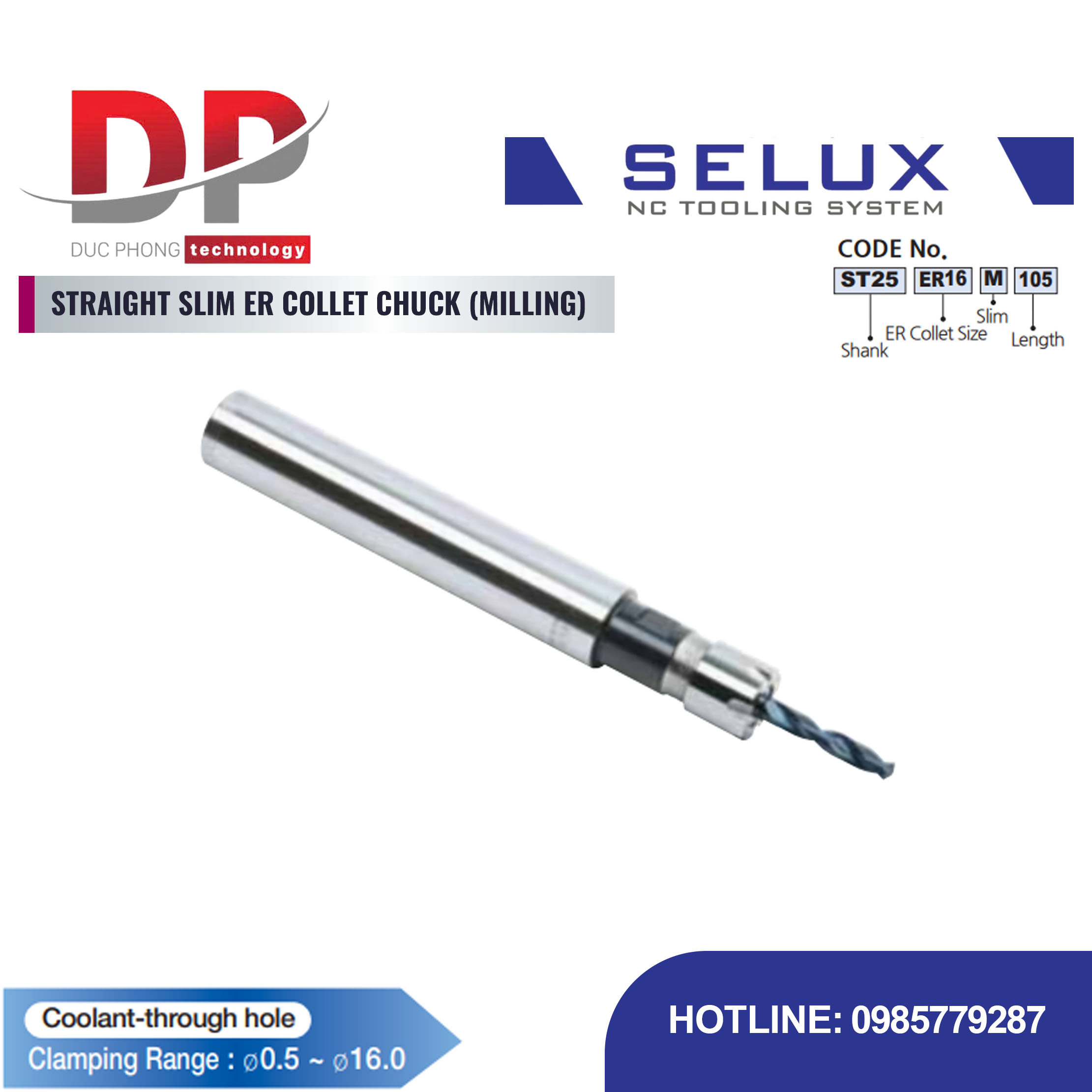 Bầu kẹp Collet ER thon thẳng Series ST Shank - Selux (STRAIGHT SLIM ER COLLET CHUCK MILLING)