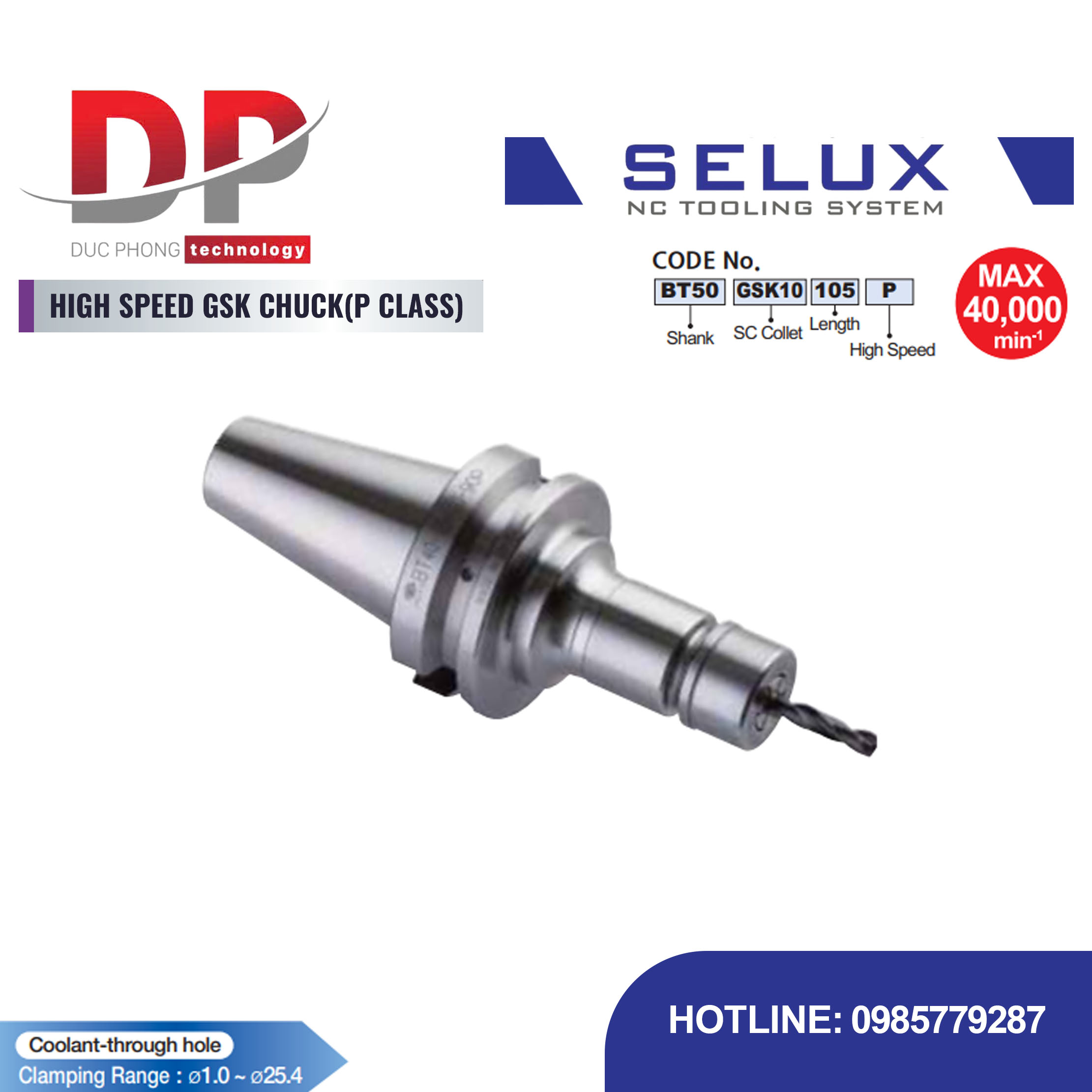 Bầu kẹp Collet GSK tốc độ cao Series BT Shank - Selux (HIGH SPEED GSK CHUCK) P CLASS