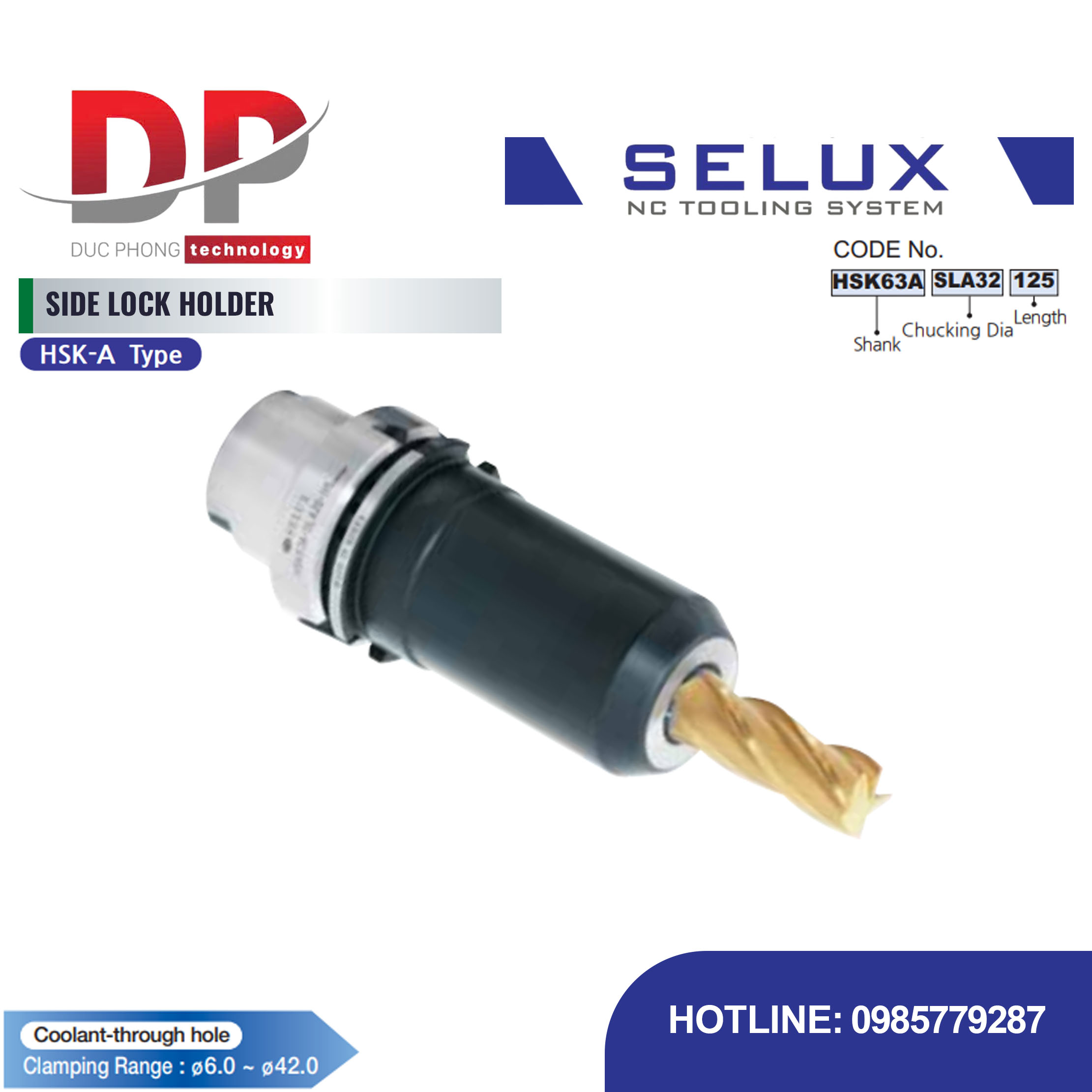 Bầu kẹp dao phay cạnh chuôi HSK-A Series HSK Shank - Selux (SIDE LOCK HOLDER) HSK-A TYPE