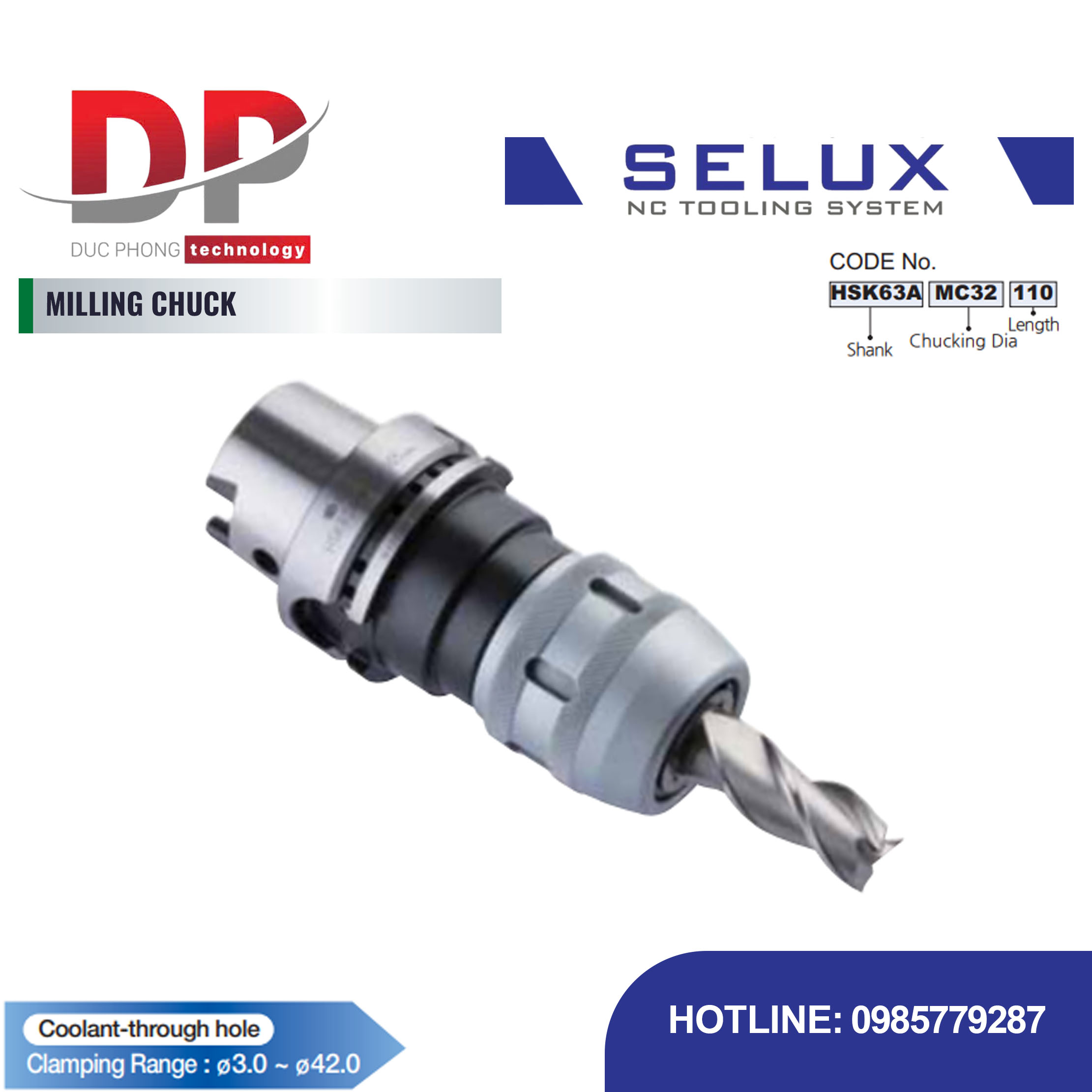 Bầu kẹp dao phay chuôi HSK-A Series HSK Shank - Selux (MILLING CHUCK) HSK-A TYPE