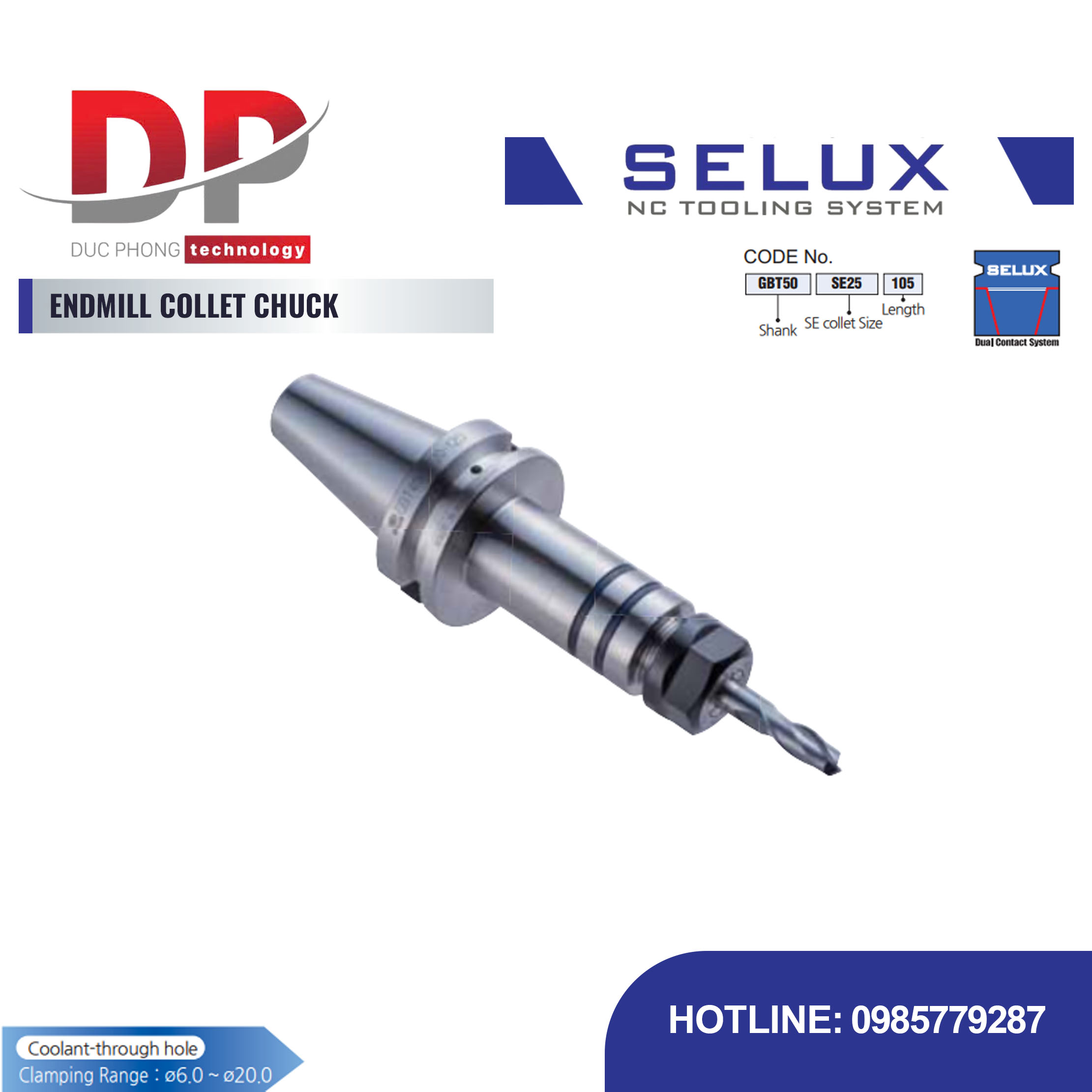 Bầu kẹp dao phay Collet Series GBT Shank - Selux