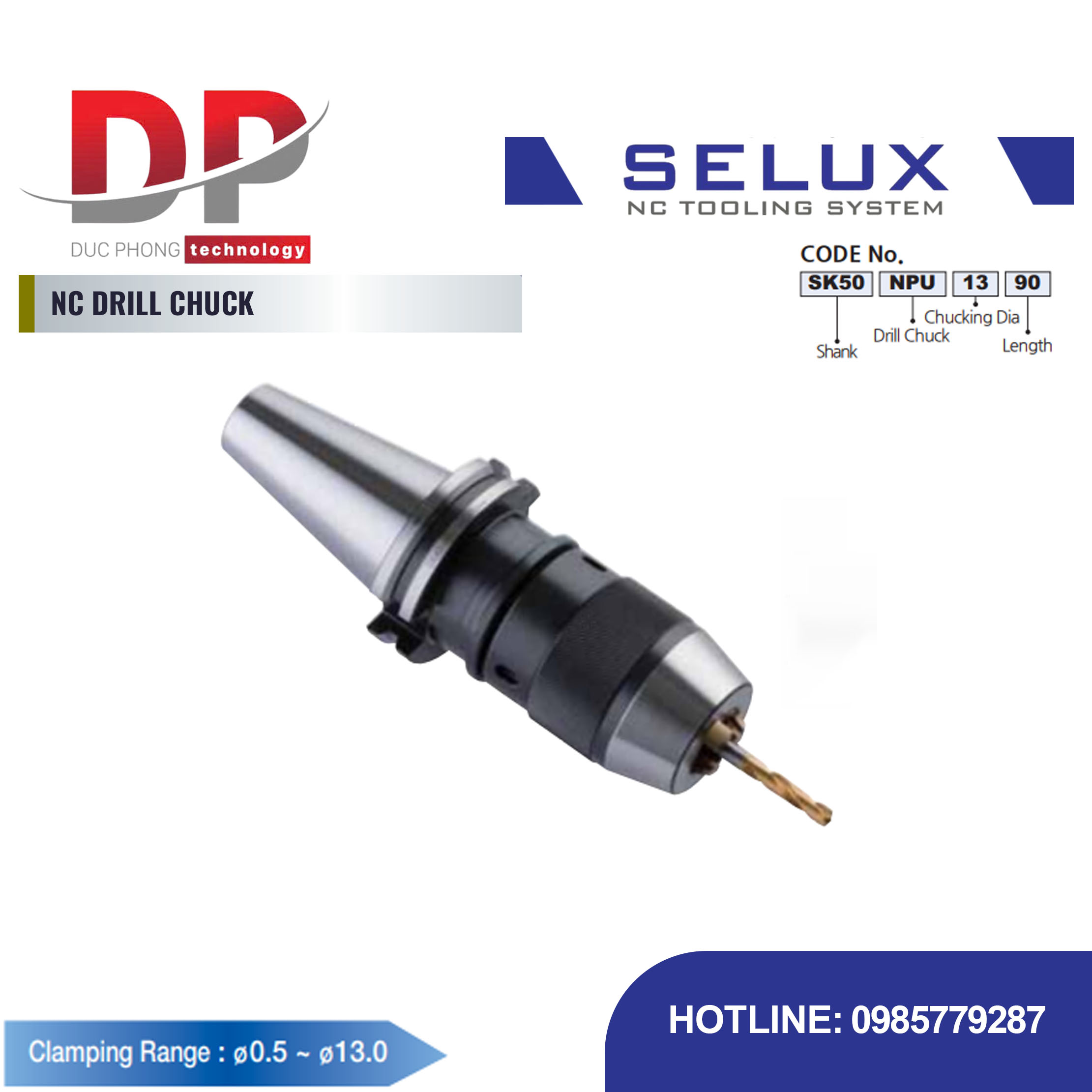 Bầu kẹp mũi khoan NC Series SK Shank - Selux (NC DRILL CHUCK)