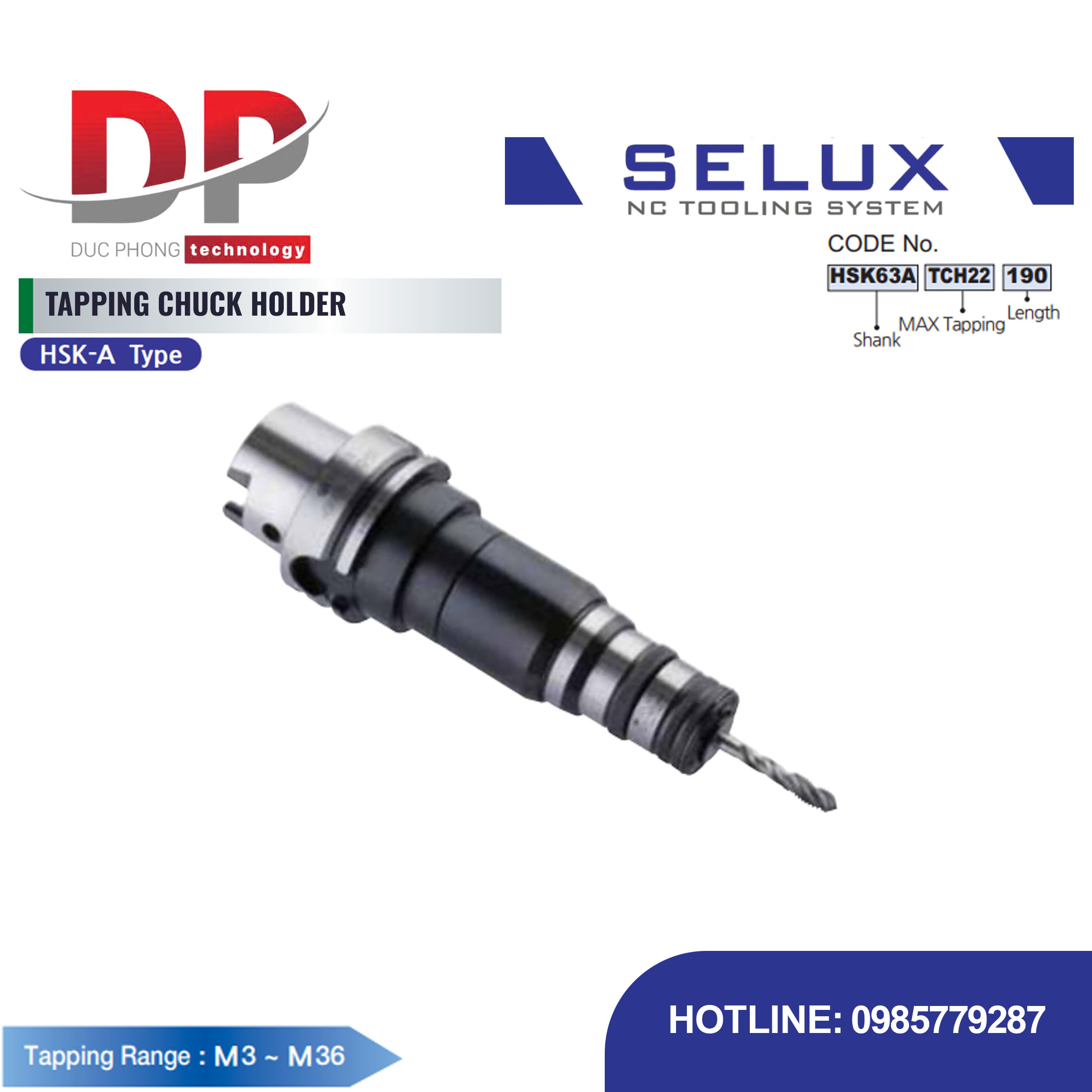 Bầu kẹp taro chuôi HSK-A Series HSK Shank - Selux (TAPPING CHUCK HOLDER) HSK-A TYPE