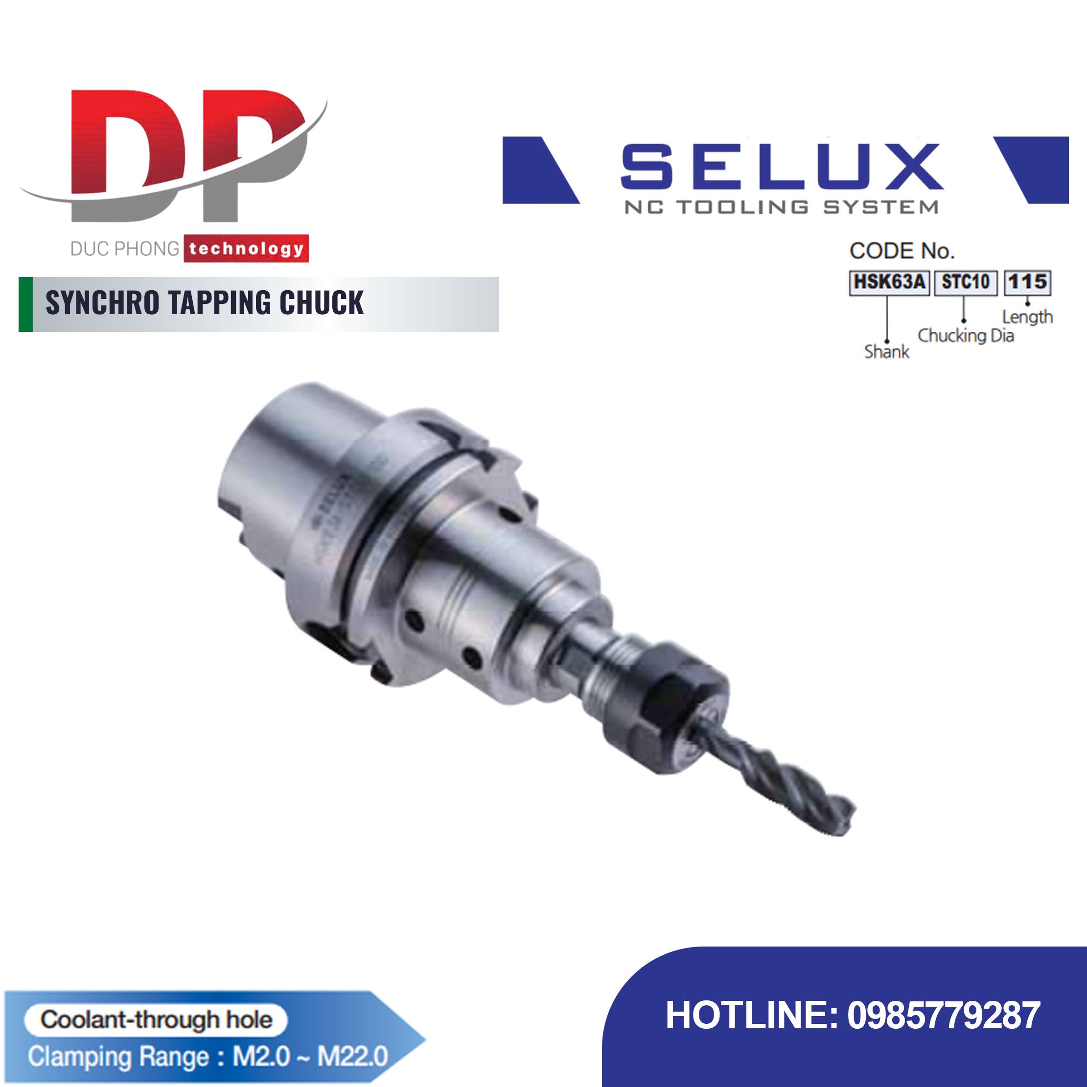 Bầu kẹp taro đồng bộ Series HSK Shank - Selux (SYNCHRO TAPPING CHUCK)