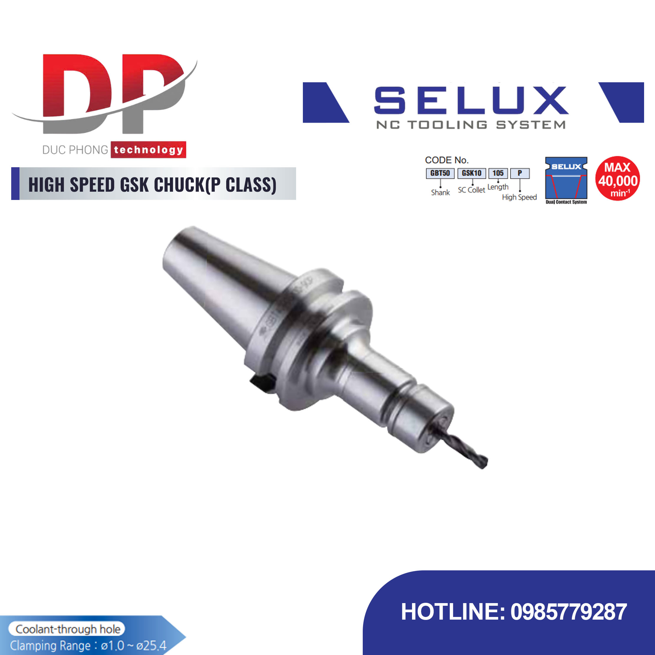 Bầu kẹp tốc độ cao GSK Series GBT Shank - Selux (P CLASS)